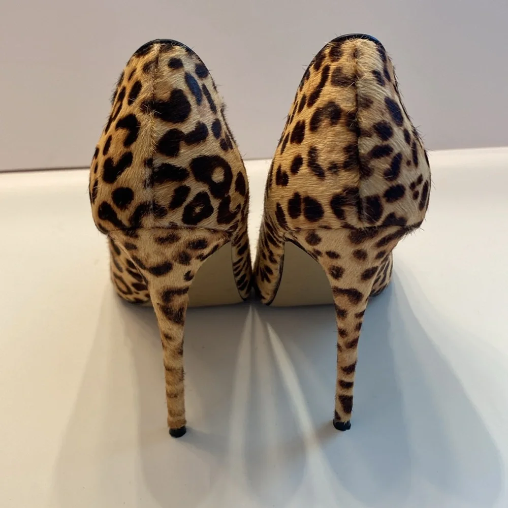 Steve Madden  Women’s Heels, fur dyed leopard print, 4.5 inch heels , Size 10 M - Picture 7 of 14